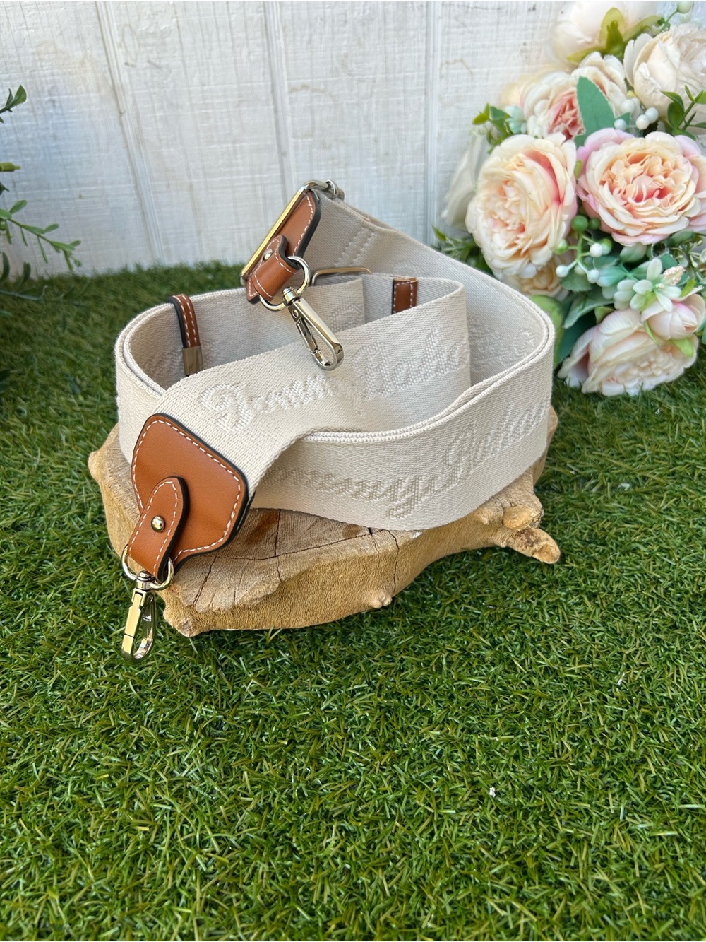 Tommy bahamas Beige Canvas Crossbody Strap with Tan Leather Accents -